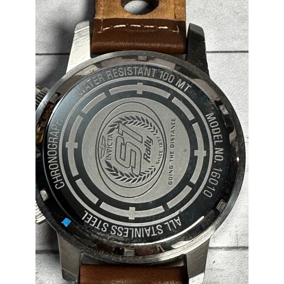 NEW Invicta 16010 Men's S1 Rally Chronograph White Dial Brown Leather SS Watch - Picture 6 of 6